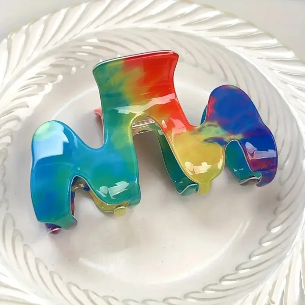 الاكريليك M شكل مشبك شعر إكسسوارات الشعر الكورية نمط قوس قزح موجة كراب كليب أغطية الرأس القرش كليب النساء مشبك شعر غسل الوجه #2