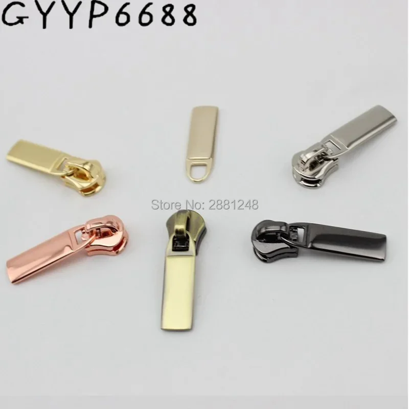 10-30-100pcs 5# Nylon metal Zipper Pulls zipper Head Repair Replacement slider Plating accessory for bags Zipper Sliders