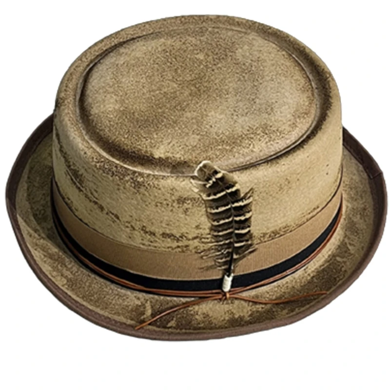 British Hat Distressed Fedoras Hat for Gentlemen Camping Travel Drop shipping