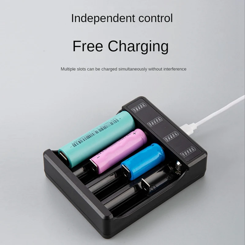 18650 Fast Charger With Type-C Cable 4.2V Lithium Battery Intelligent Charger For 14500 26650 18650 Battery