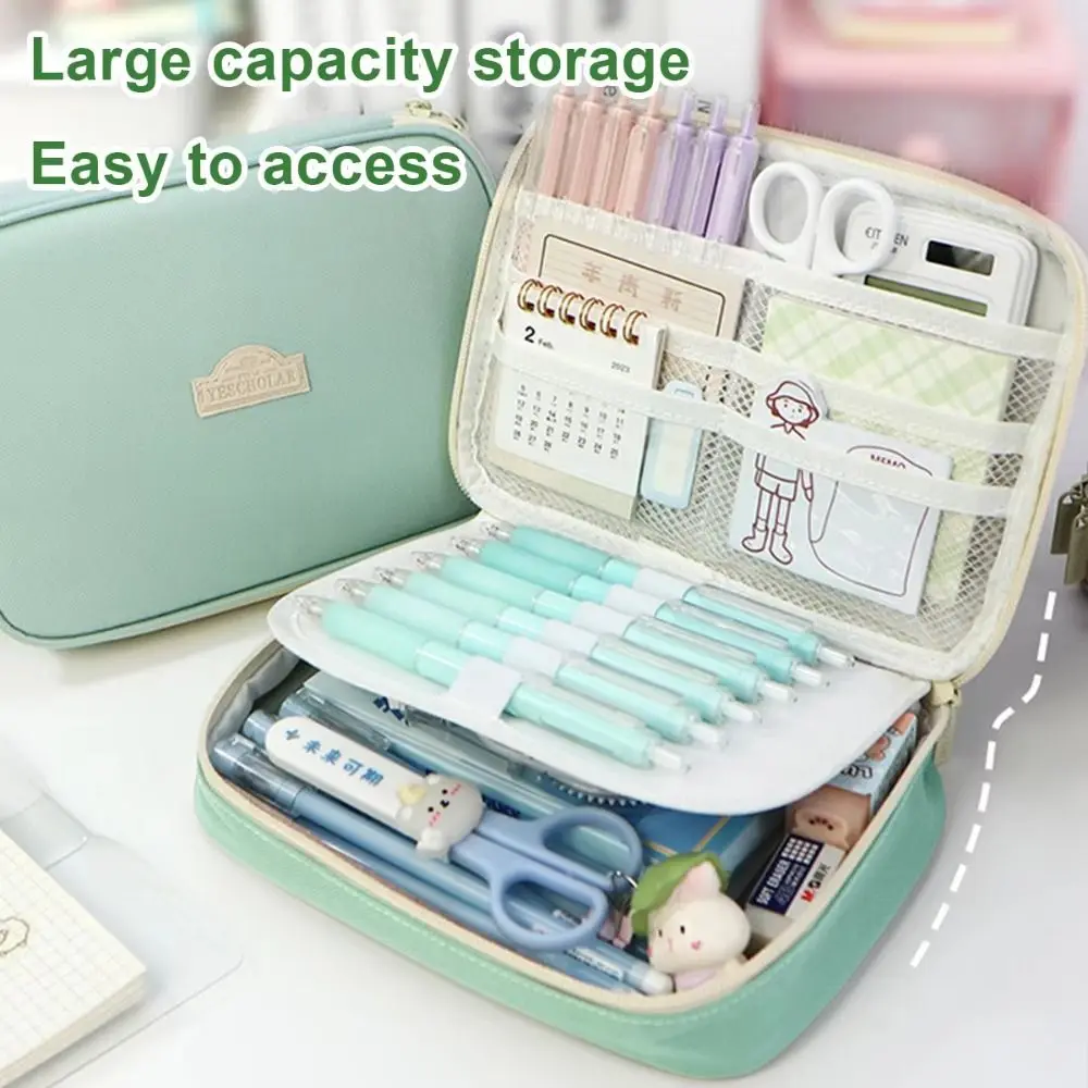 Large Capacity Pencil Cases Multi-function Wear-resistant Stationery Storage Box Canvas High Quality Zipper Pencil Bag