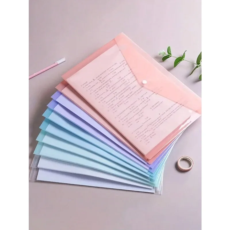 

Прозрачная пластиковая папка для документов формата А4 Macaron Tone с водонепроницаемой застежкой-кнопкой, серия Morandi, органайзер для хранения данных для офиса и учебы