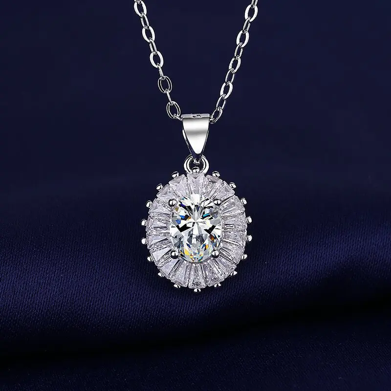 925 Sterling Silver Necklace Pendant Shining Zircon for Women Wedding Jewelry Engagement Charm Party Gift royal water droplet