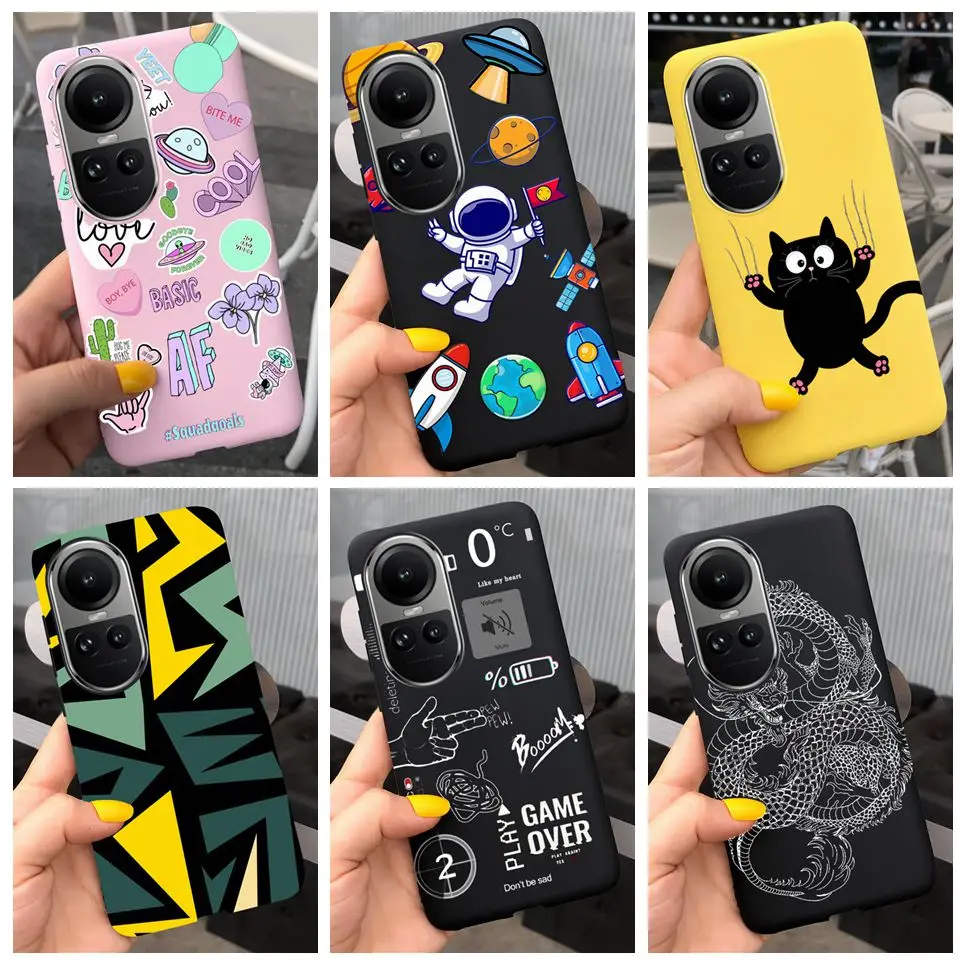 Case For Oppo Reno10 Pro Global Version Cover Bumper For Reno 10 10Pro 5G CPH2531 CPH2525 Soft TPU Capa With Cartoon Print Etui