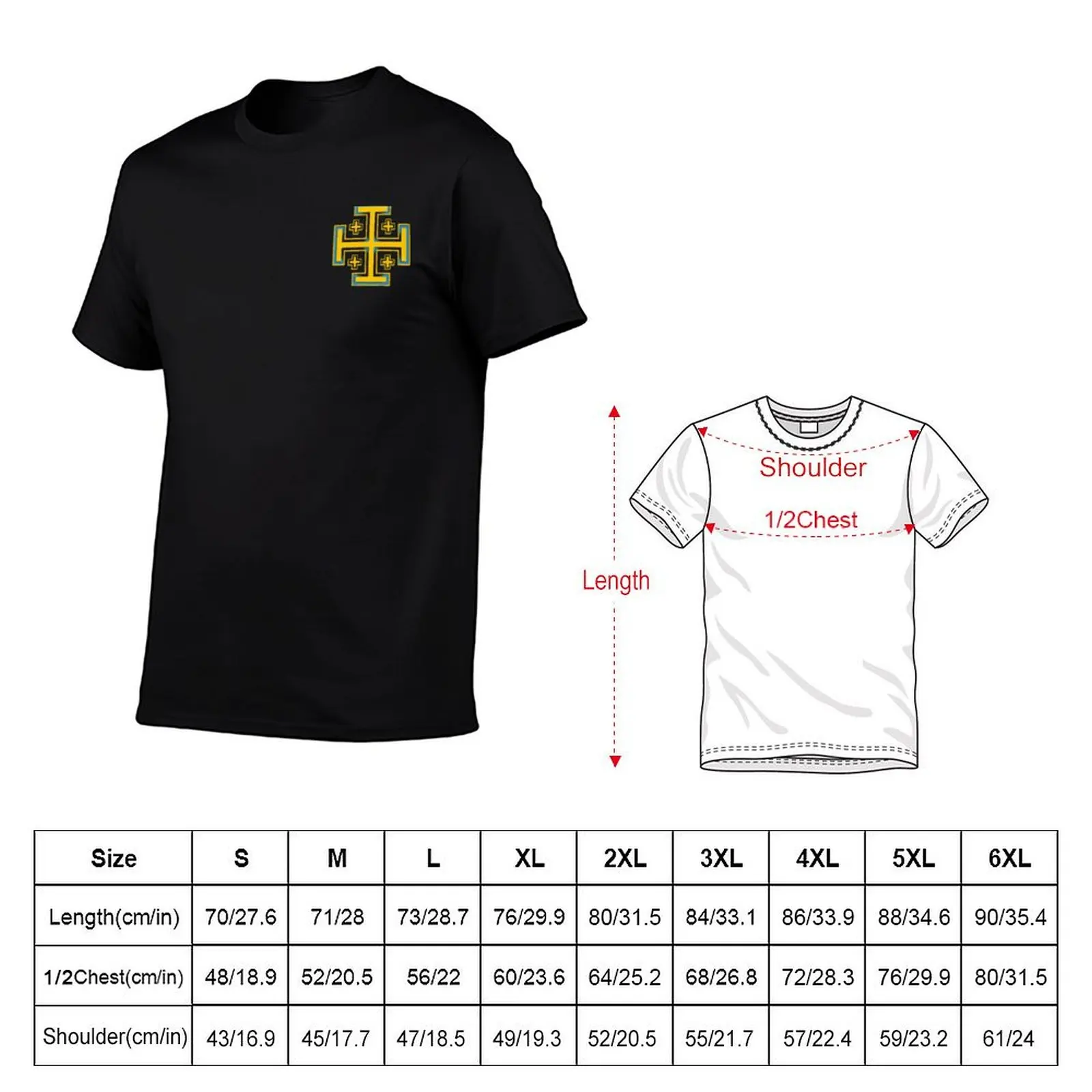 Jerusalem Medieval Crusader Cross T-Shirt quick-drying custom t shirt oversized mens t shirt