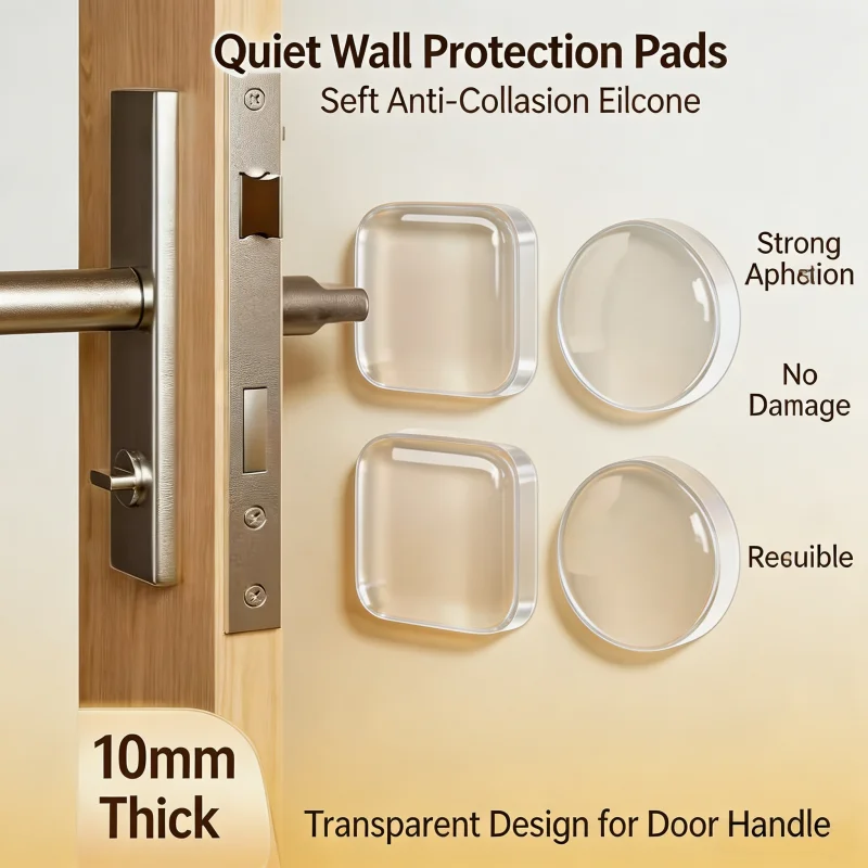 Silicone Door Handle Bumper Wall Protector, Transparent Invisible Anti-Collision Pads, Shockproof Self-Adhesive Sticker for Hou