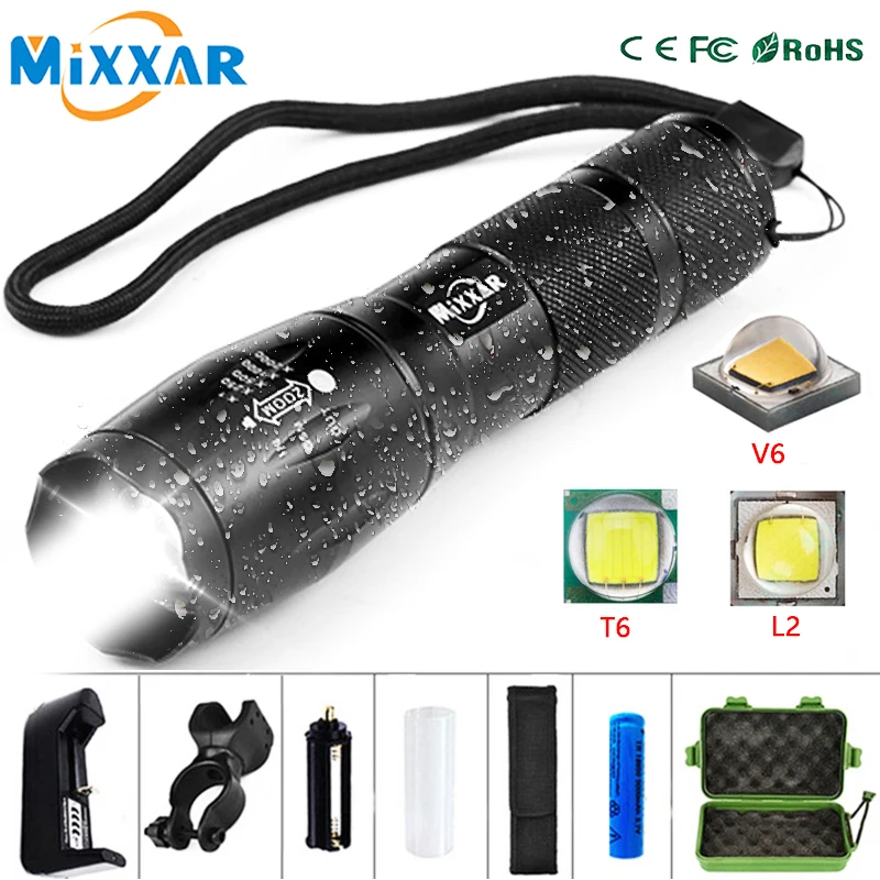 ZK30 14000 Lumens L2/V6 จักรยาน/ขี่จักรยานสําหรับจักรยานด้านหน้าไฟฉาย LED จักรยาน/ไฟหน้ากันน้ําชาร์จ 18650