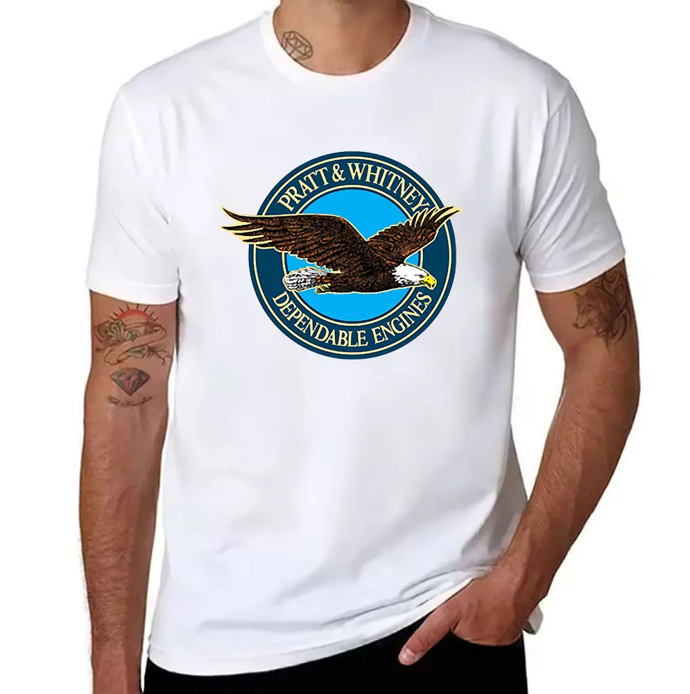 Men's Cotton T-Shirt Pratt & Whitney Dependable Engines Eagle Graphic Print Casual Short Sleeve Tee