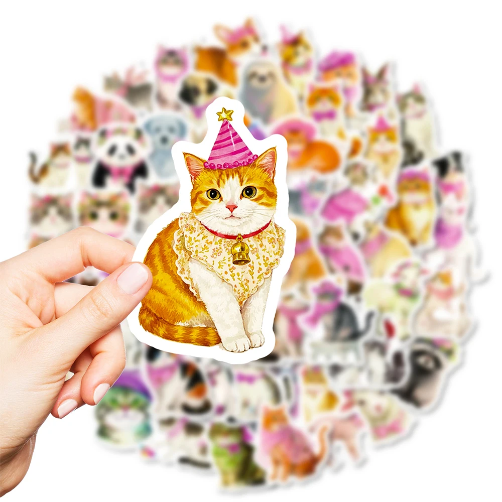 10/30/56pcs Kawaii Cat Dog Cartoon Graffiti Stickers Cute Animal Aesthetic Decals Luggage Diary Phone Decoration Sticker Kid Toy