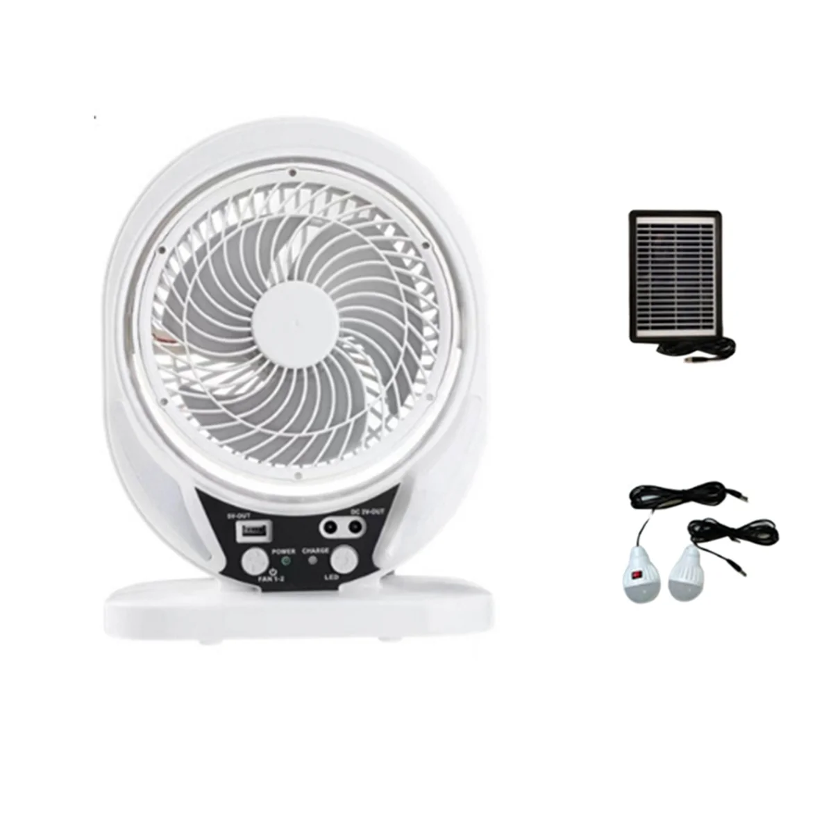 

Solar Fan Light Solar Powered Rechargeable Solar Fan with Solar Panel and LED Bulb Light for Outdoor LED Camping Lights