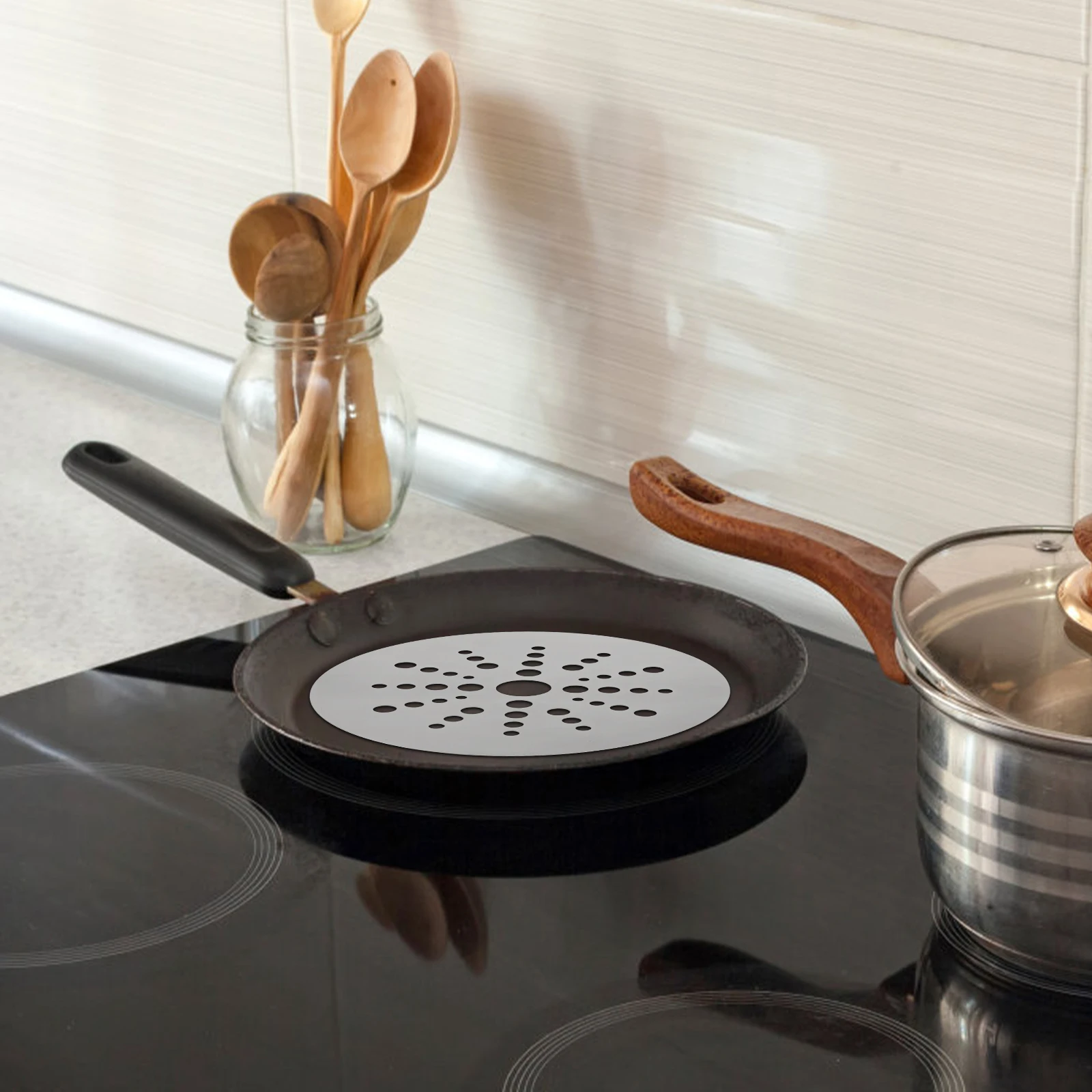 

Induction Cooker 23cm Heat Conduction Sheet Stainless Steel Kitchen Cookware Adapter Plate Diffuser Metal Sturdy Wear Resistant