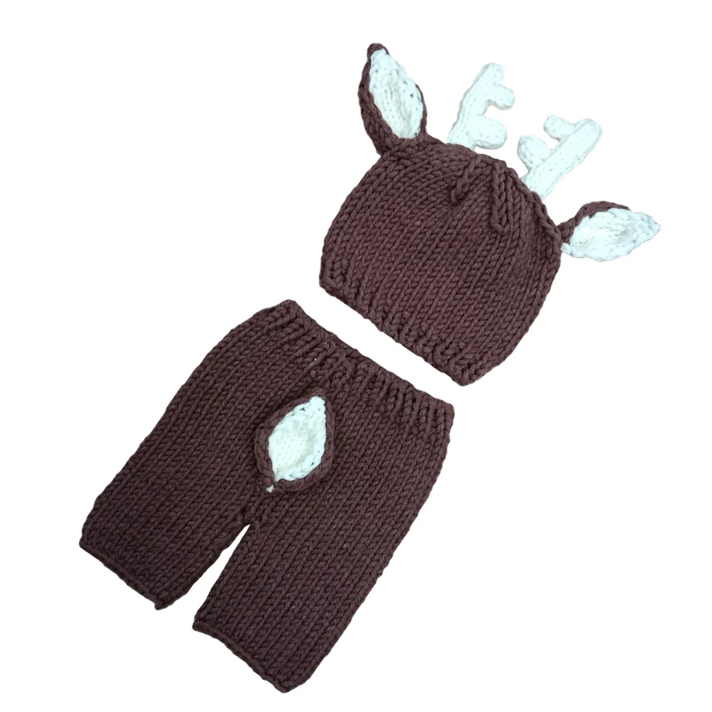 

Одежда для новорожденных, вязаный наряд с оленем, свитер с героями мультфильмов для детей 0-1 месяцев, эластичный дышащий реквизит для фотосъемки