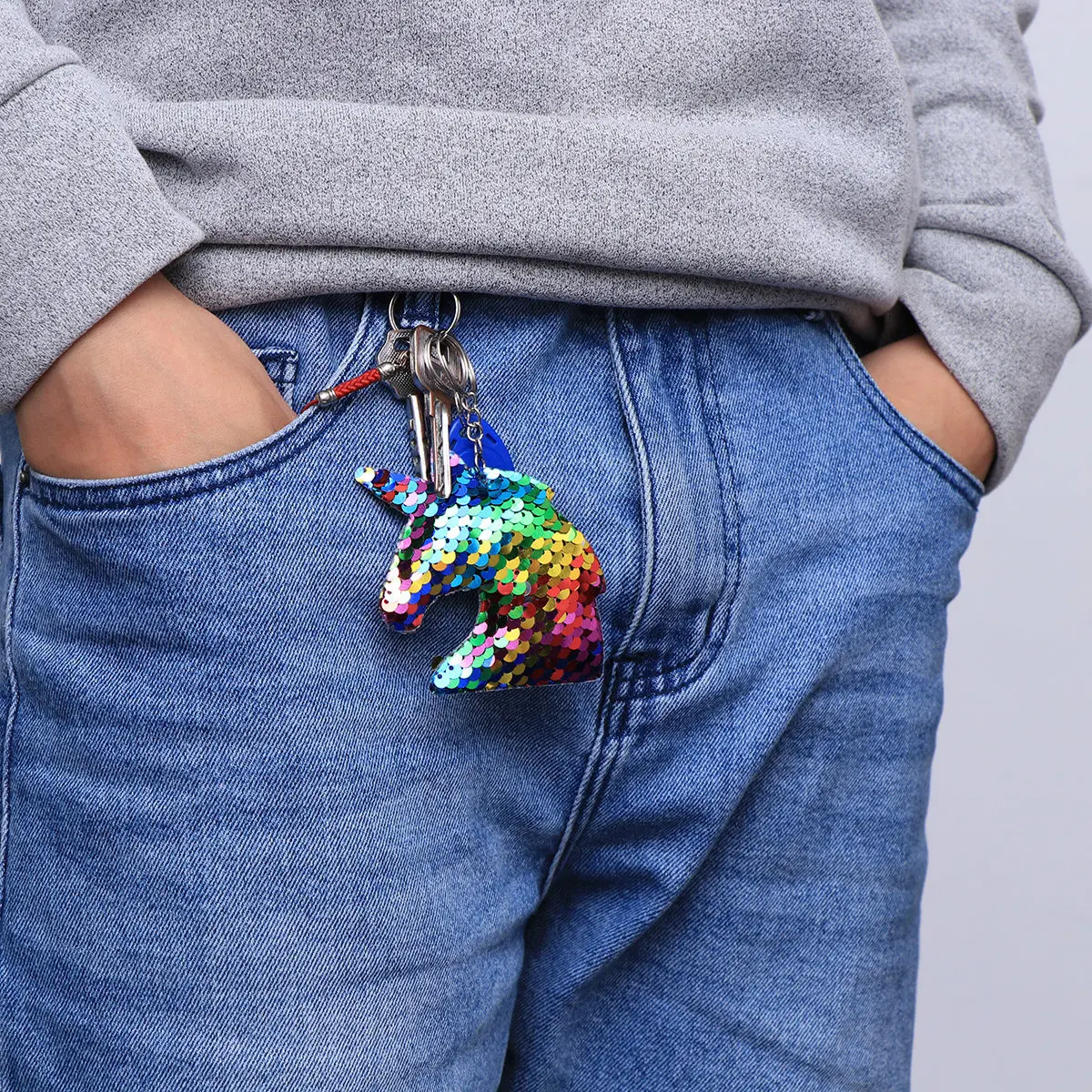 Unicorn Glitter Sequin Keychain Set – 8pcs Colorful Cute Keyrings for Bags, Party Favors, Birthday & Wedding Decor