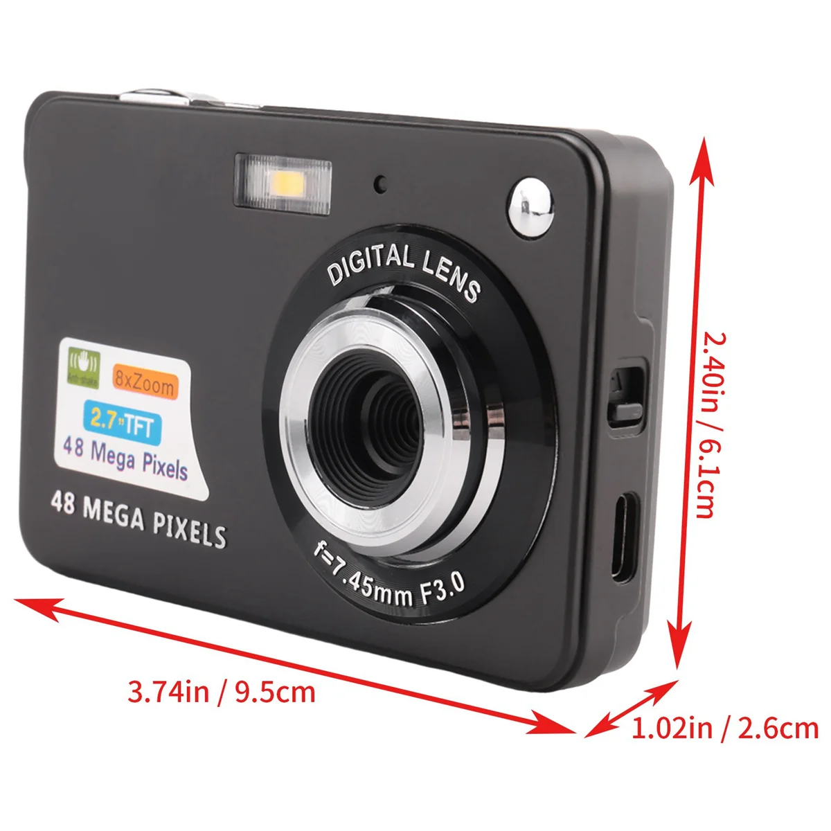 Digital Camera HD Display Video Camera Anti-Shake Camcorder 2.7 Inch Mini Camera