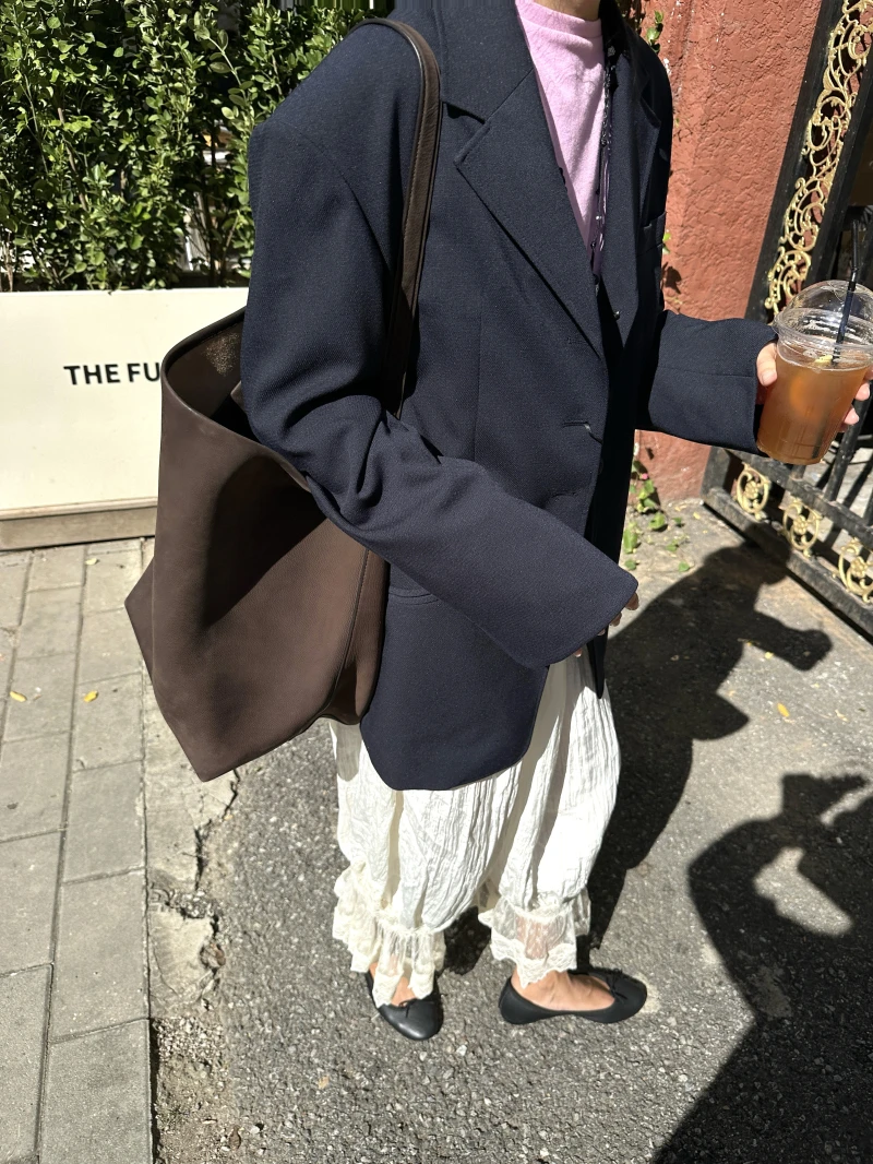 

Faionable Long Casual Blue Suit Women's Loose Fit Polyester Fiber Spring Autumn Seasonal Faion Outerwear