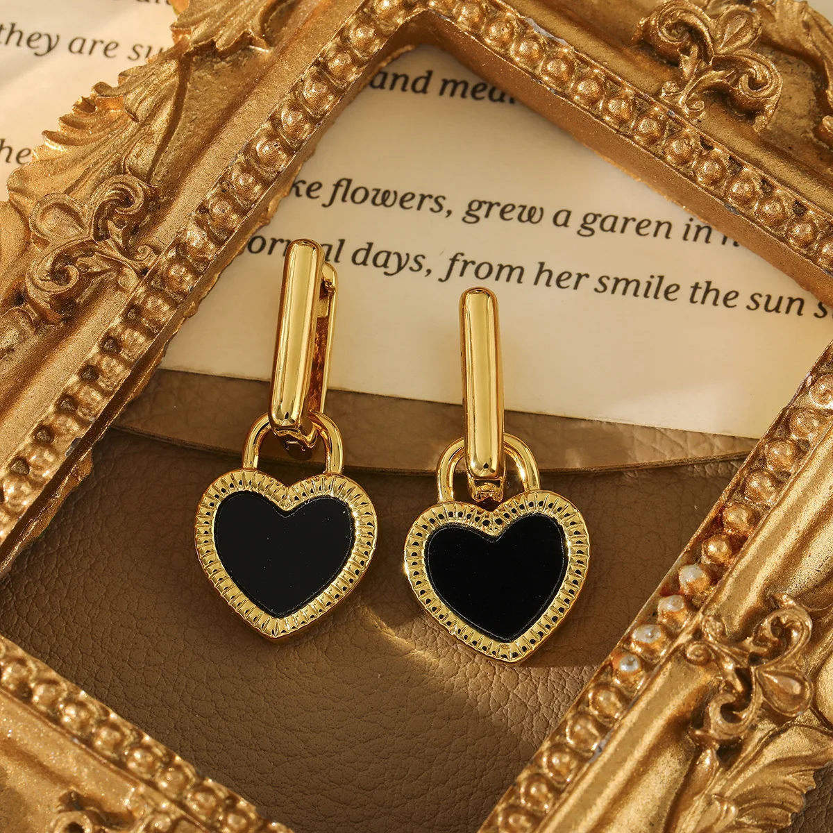 3 Pairs Double‑Sided Reversible Heart Dangle Earrings Wholesale Stainless Steel Black White Drop Earrings Jewelry Set For Women