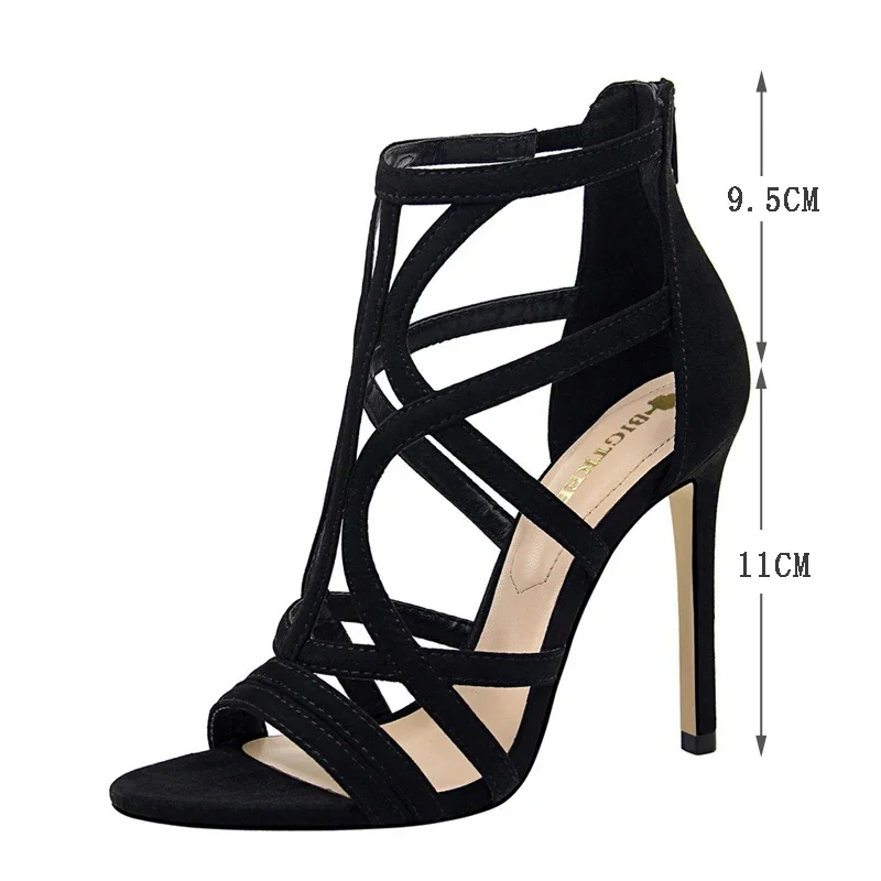 BIGTREE Summer New Women Fashion Pointed Toe Stripper Heels Party Dress Female Stiletto Hollowed Out Sexy Nightclub Sandals