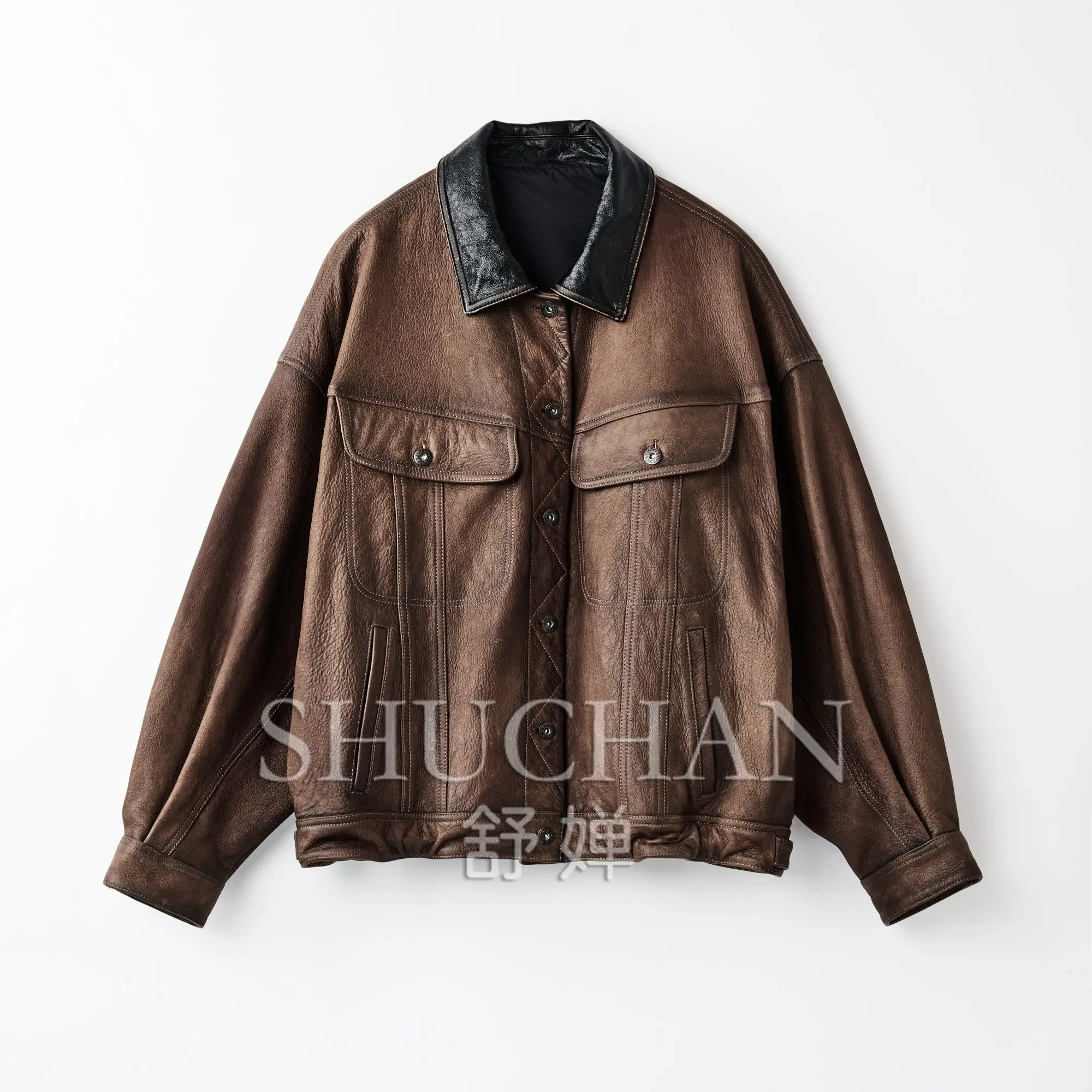 2026 Winter New Coat Women Cool Jacket Retro Hong Kong Style First Layer Sheepskin Lapel Leather Coat Women