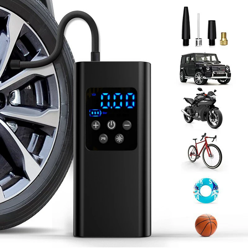 Bomba de ar sem fio montada em carro para veículos elétricos, bomba de ar 12V para pneus de carro, motocicleta, veículo elétrico e bicicleta
