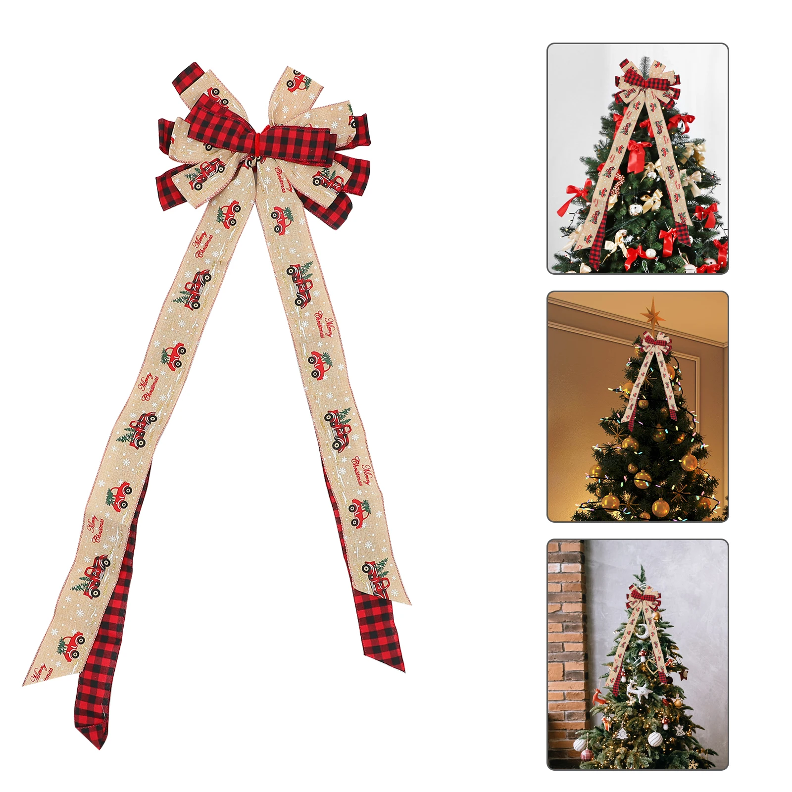 

1pc Tree Ornament Festival Door Decor Christmas Party Hanging Cloth Bows Festive Decorations For Wedding Birthday Home Xmas Tree