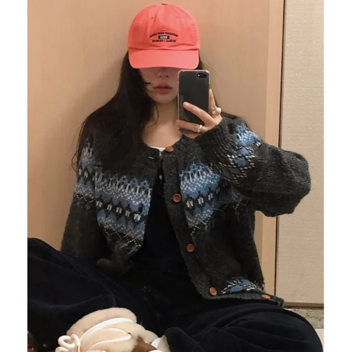 Вязаный свитер Lazy Sle, кардиган против старения, весна-осень-зима, модная верхняя одежда, мягкая, средняя, тонкая, стандартного кроя