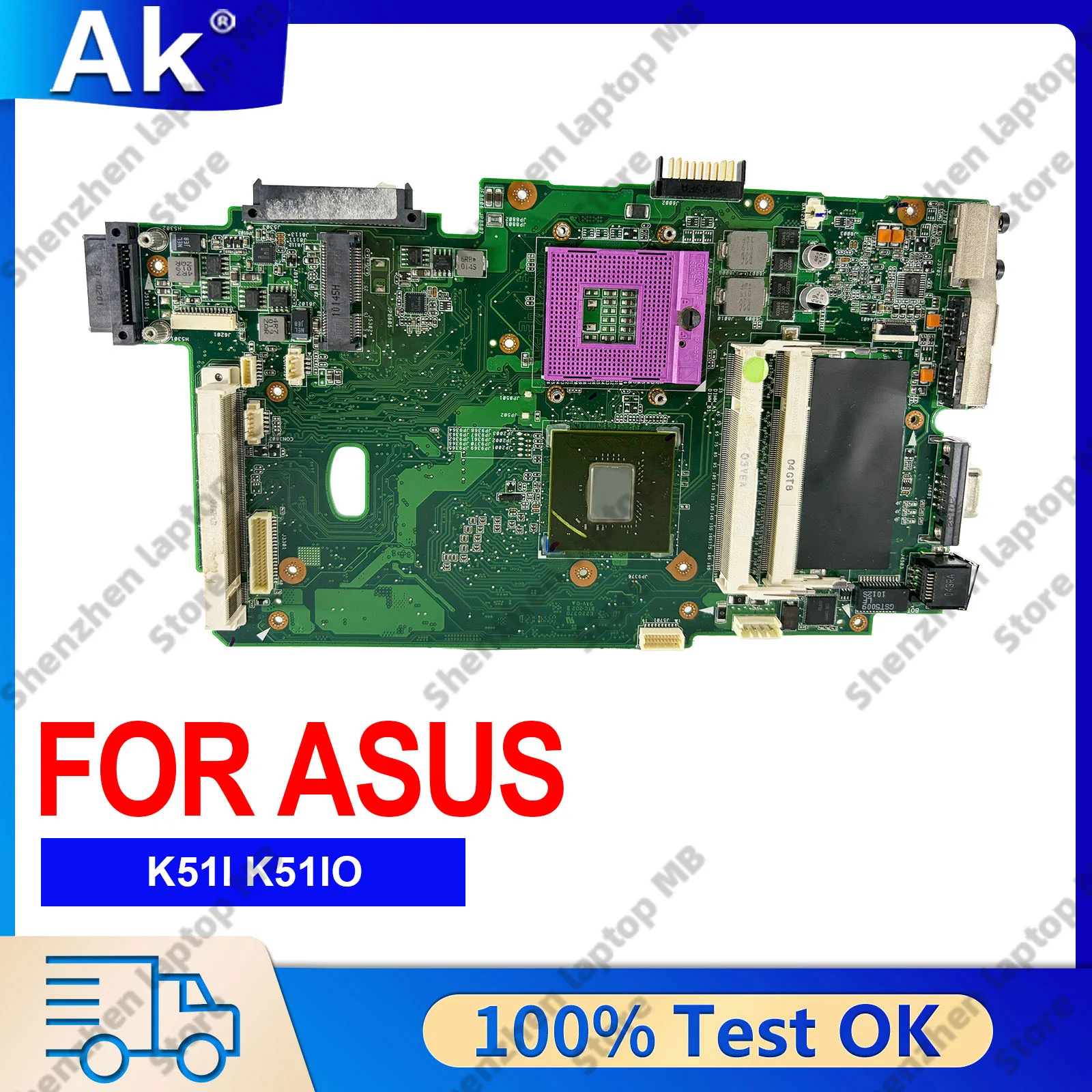 K51IO Laptop Motherboard For ASUS K51IO K51I Notebook Mainboard This item is in stock 100% tests OK fast shipping High quality
