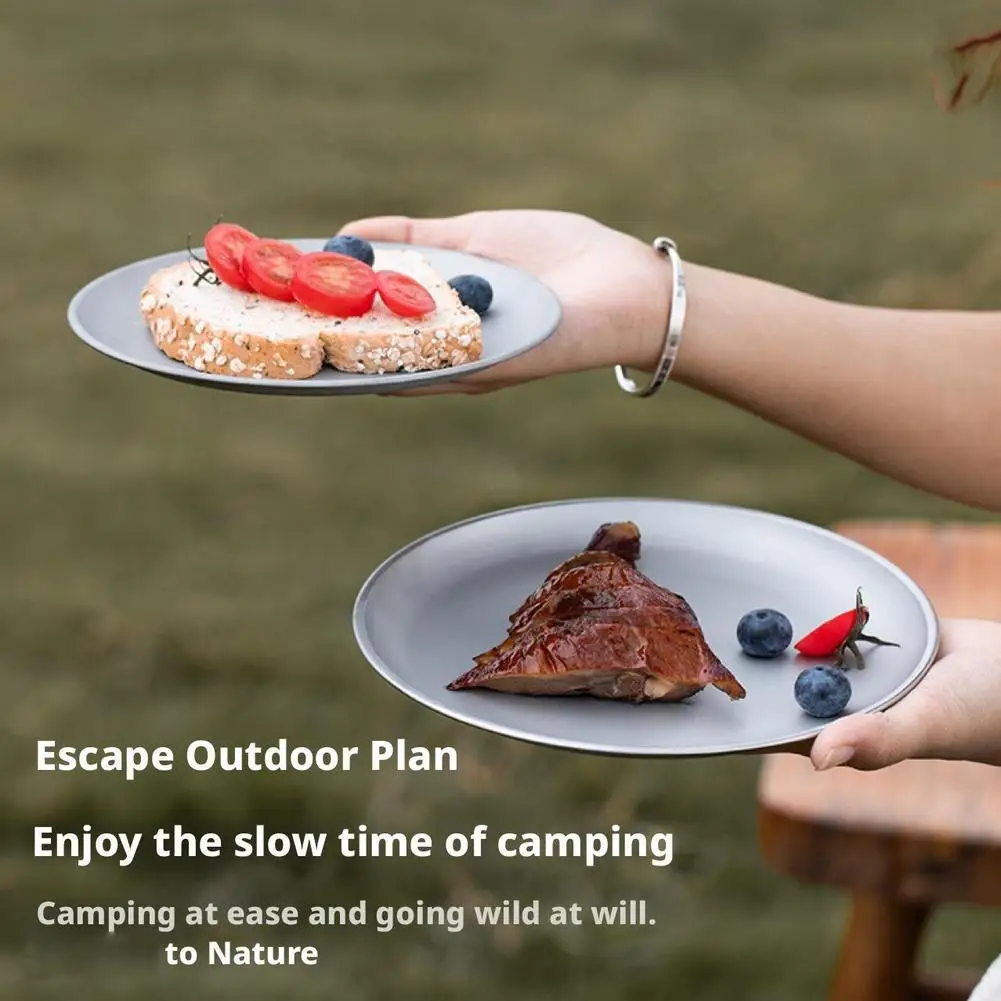Titanium Outdoor Dining Plate Lightweight Stackable Camping Plates With 3 Sizes For Hiking Picnic Backpacking Durable Tableware