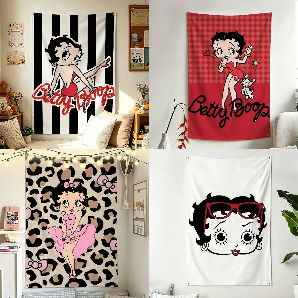So cute B-Betty B-Boop Vertical Flag Tapestry Wall Hanging Indoor Outdoor Home Decor