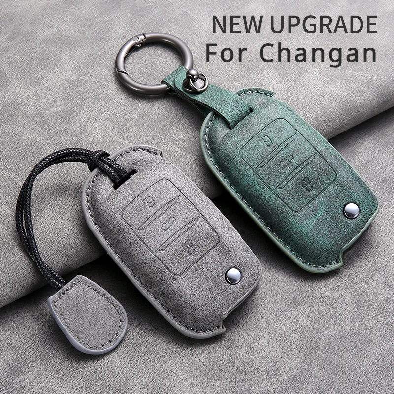 

Leather Car Key Cover Car Key Case for Changan CS75 Eado CS35 Raeton CS15 V3 V5 V7 Car Key Case Protective Cover Shell Keychain