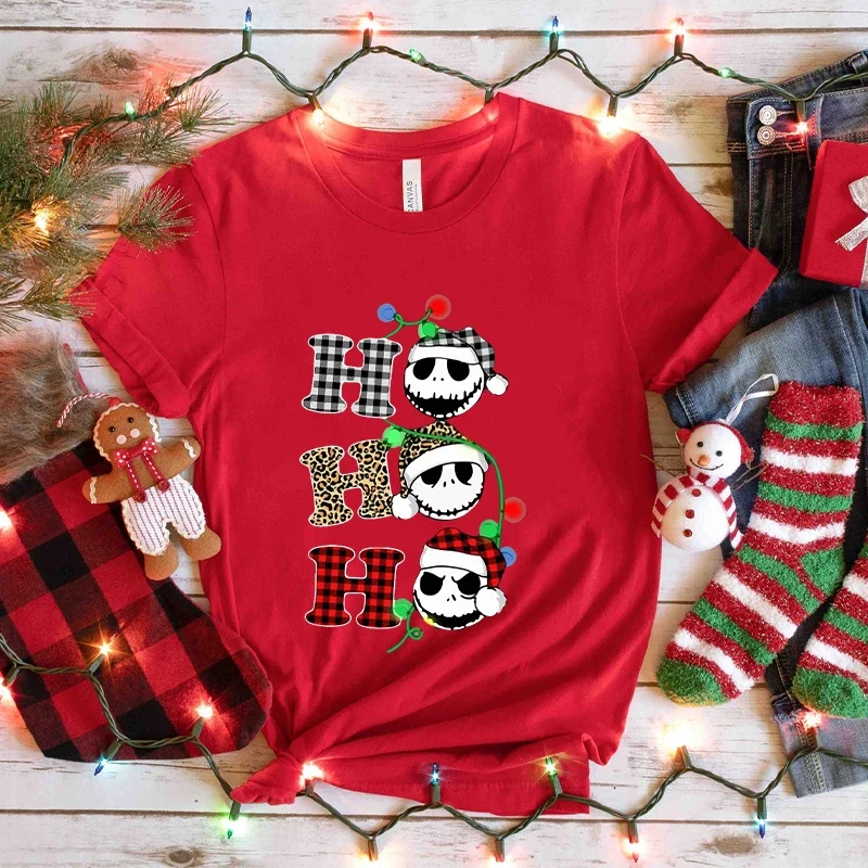 Fashion Harajuku Streetwear Funny Christmas Style Female T-Shirts Ho Ho Ho Paw Prints Women Casual Clothing