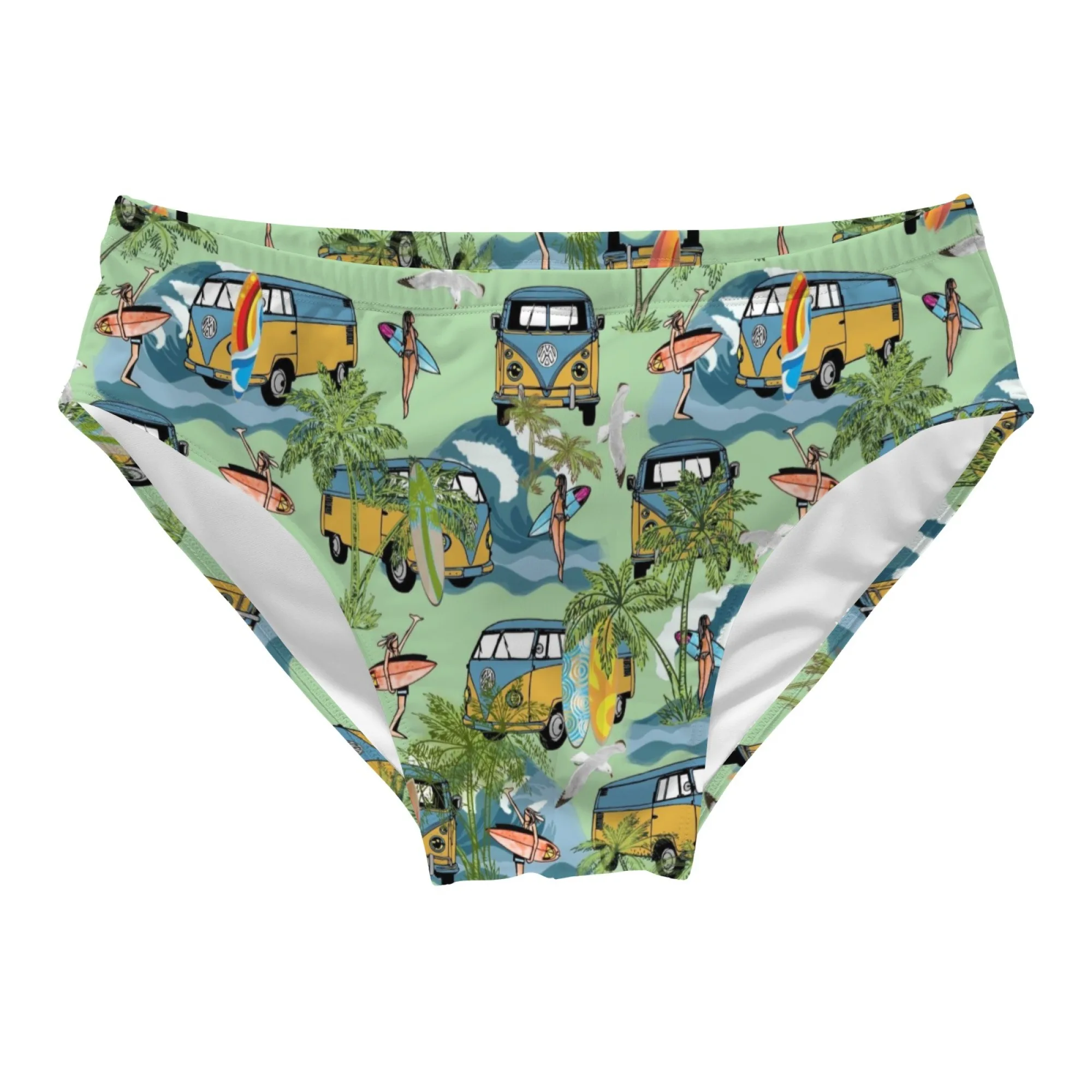 Stylish Sexy Men's Swimming Trunks Retro Cartoon Print Men's Briefs Bikini Swimwear Lightweight Comfortable Beach Surf Shorts