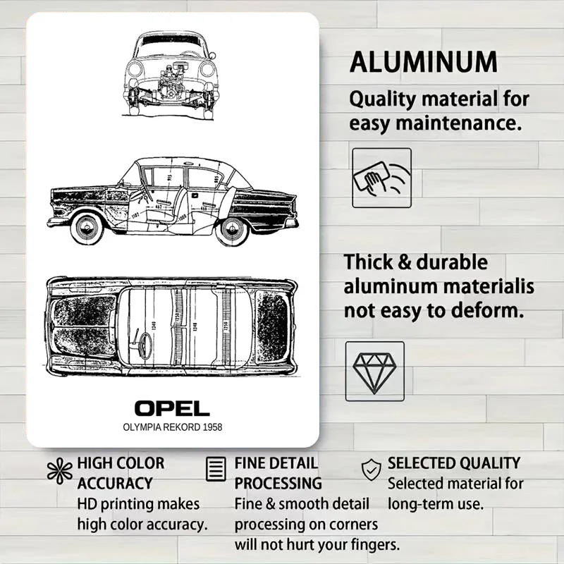 BNW أوبل أولمبيا ريكورد 19 تسجيل سيارة المشارك الديكور غرفة نوم مخصص معدن القصدير علامات لجدار الفن الديكور القهوة بار الرجعية #4