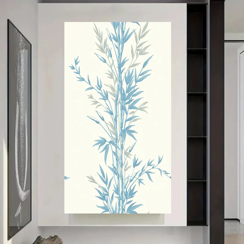 Modern Bamboo Poster, Blue, Red, Suitable For Living Room, Bedroom, Classroom, Office, Simple And Atmospheric Home Deco,No Frame