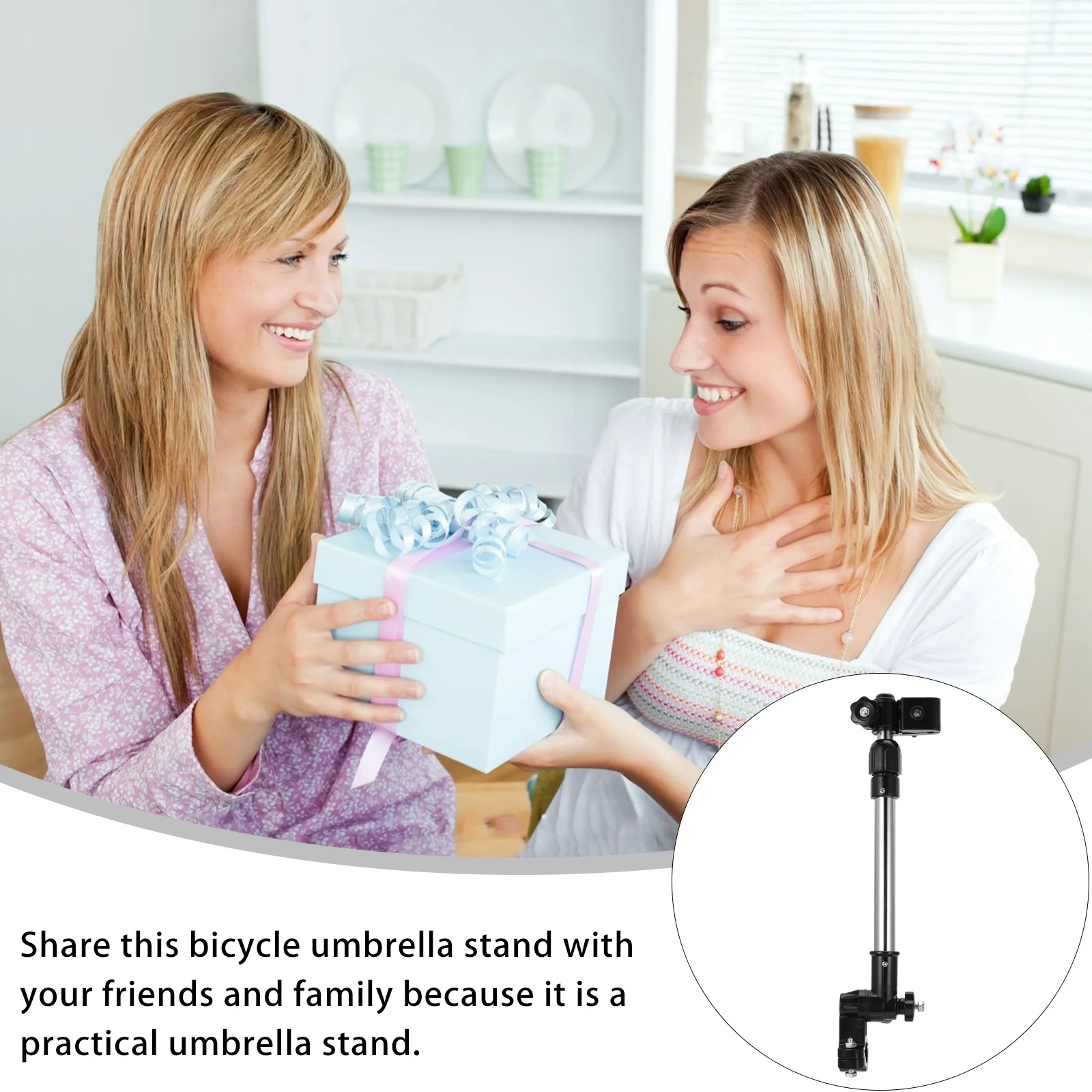 

1Pcs Thick Steel Tube Adjustable Bike Umbrella Stand Black for Wheelchair Stroller Walker Scooter Clamp Holder Rotatable