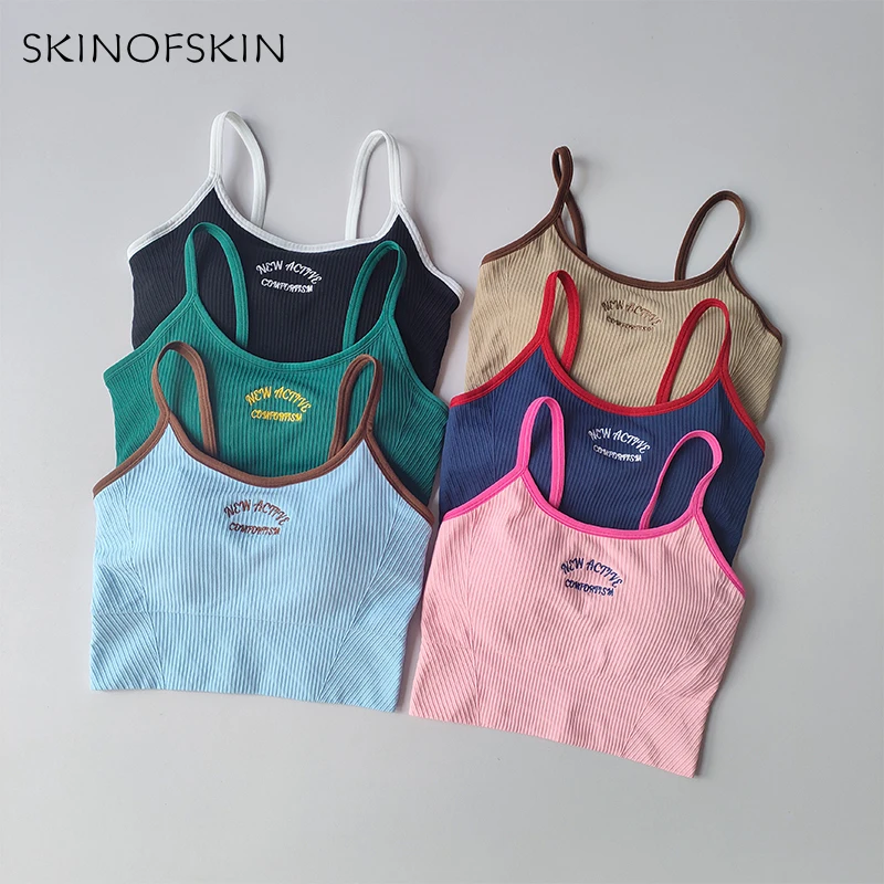 Color Blocking Small Suspender Sports Bra for Women Fixed Cup Fitness Bra Running Bra Acceleration, Dry Training Yoga Outerwear