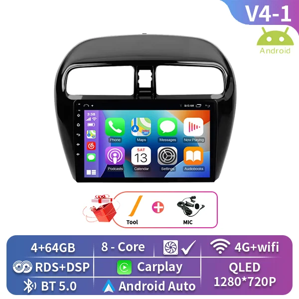 Android 15 Autoradio Voor Mitsubishi Mirage Attrage 2012-2018 Space Star 2014 Gps Navigatie Stereo Multimedia - afbeelding 1