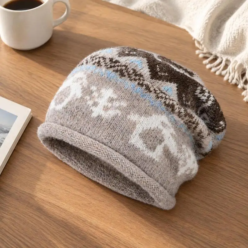 2026 New Slouch Hats For Women Knitted Soft Warm Winter Hat Stretchy Snow Hat with Wool-Blend Fabric, Relaxed Upper Profile, and