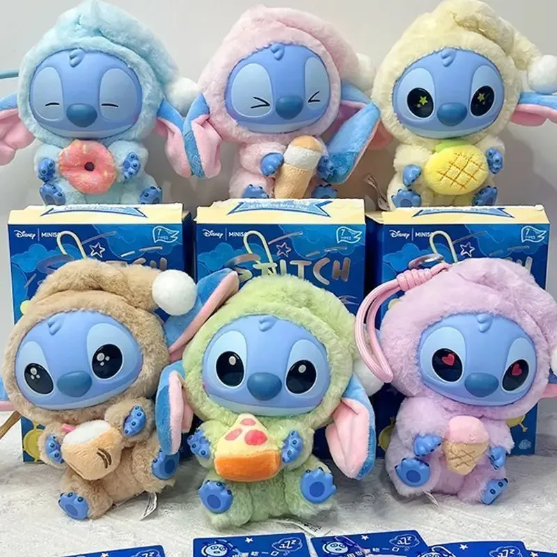 DISNEY New Stitch Eat someting Before Sleep Vinyl Blind Box Cute Plush Pendant Dolls Desktop Ornament Mystery Toy Collector Gift