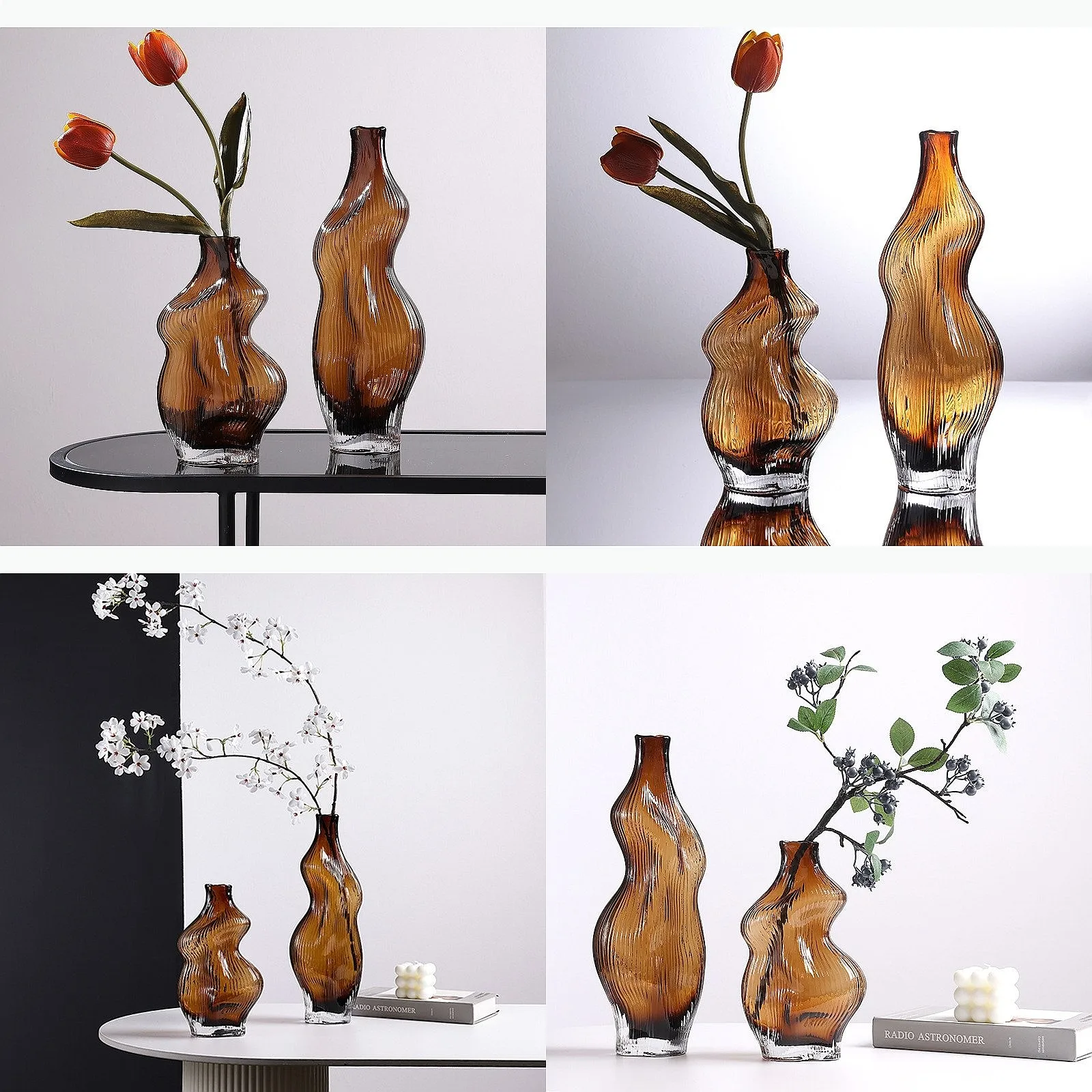 Irregular Glass Vase Hydroponic Plant Pot Table Flower Arrangement Aesthetic Decor