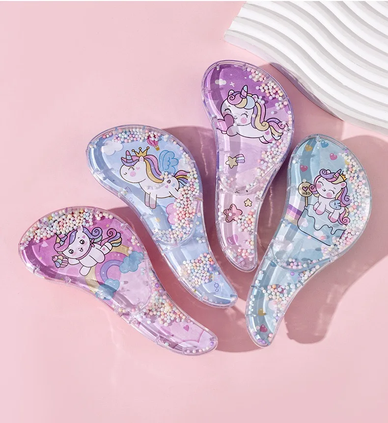 New Small Hair Care Comb Cartoon Unicorn Head Massager High Quality Anti-knot Hair Comb Cute Kids Children Hairdressing Comb