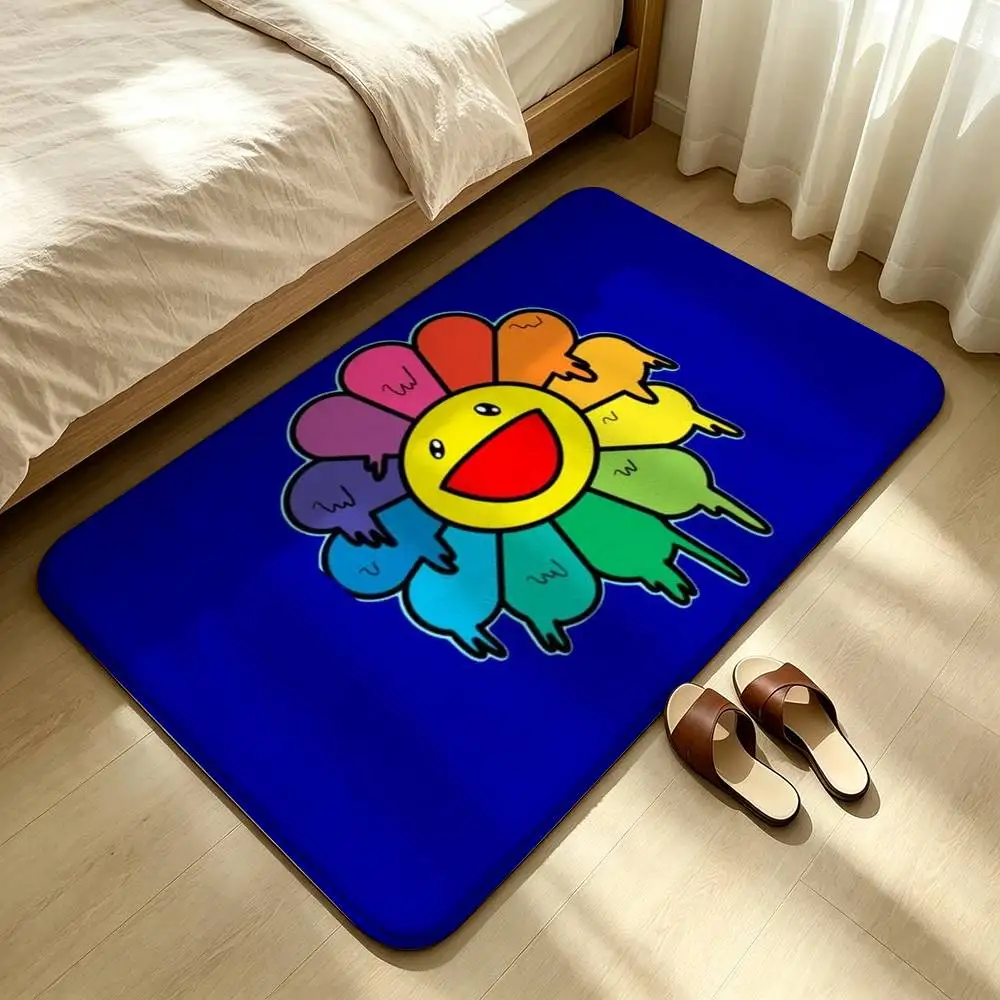 T-Takashi Murakamis F-Flowers Shower Room Absorbent Small Floor Mat Soft Comfortable Decorative Foot Mat
