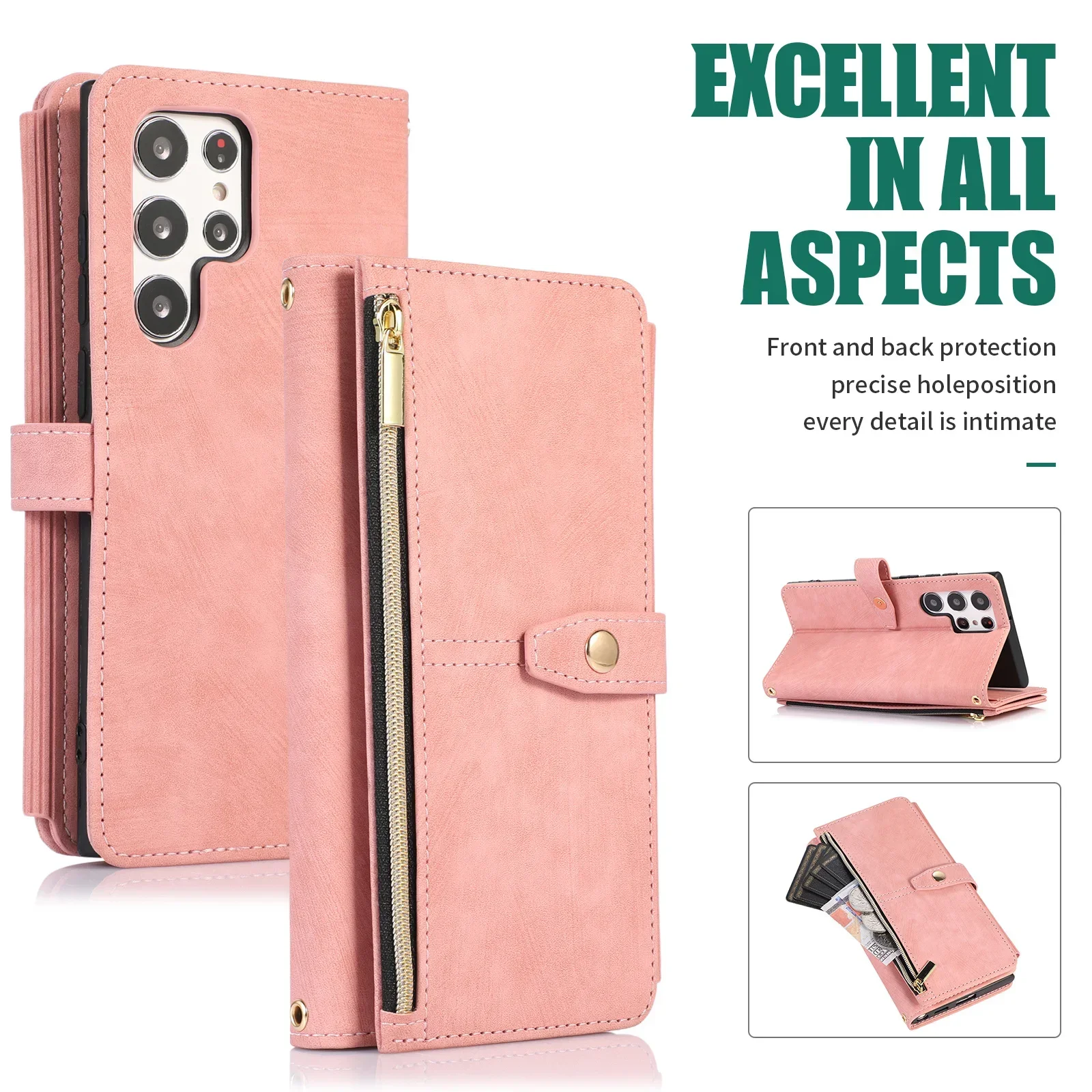Handyhülle für Samsung Galaxy S23 S24 FE S25 S26 Ultra Edge Plus A16 A06 A26 A36 A56 A27 A37 A57 Cover Reißverschluss-Brieftasche Crossbody – Detail 31