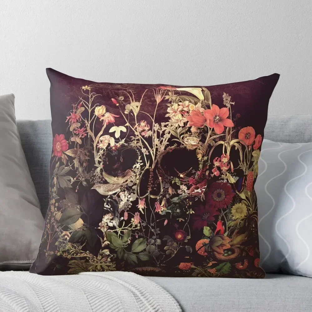 Bloom Skull Throw Pillow sleeping pillows Christmas Pillow Covers pillow