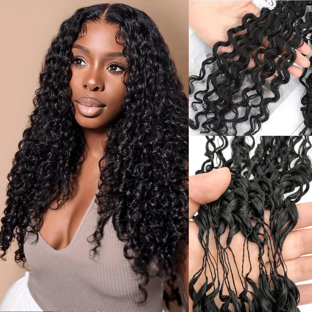 

Бирманские волосы Deep Wave для крючкового плетения, без узлов, невидимые, предварительно разделенные, кудрявые, Water Feather, для наращивания, натуральные человеческие волосы