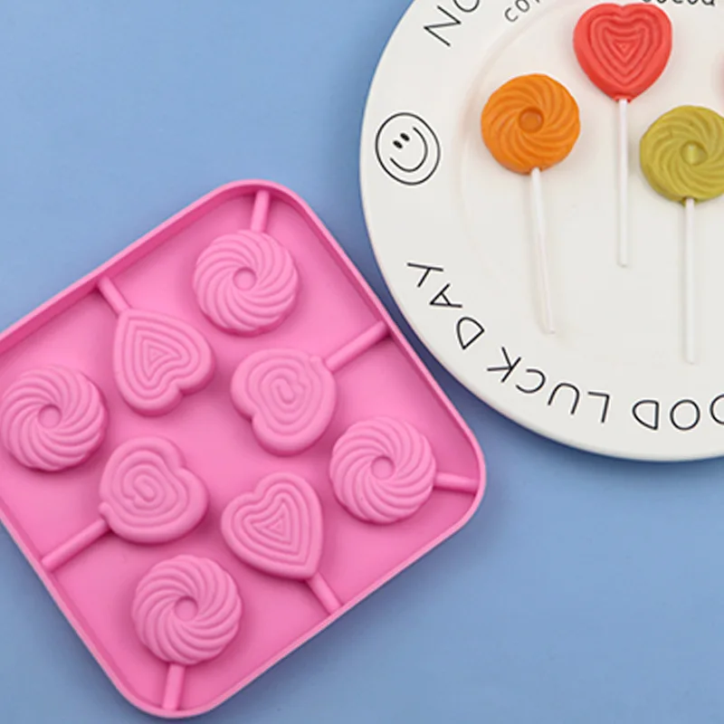 8-piece love circle silicone lollipop mold without sticks