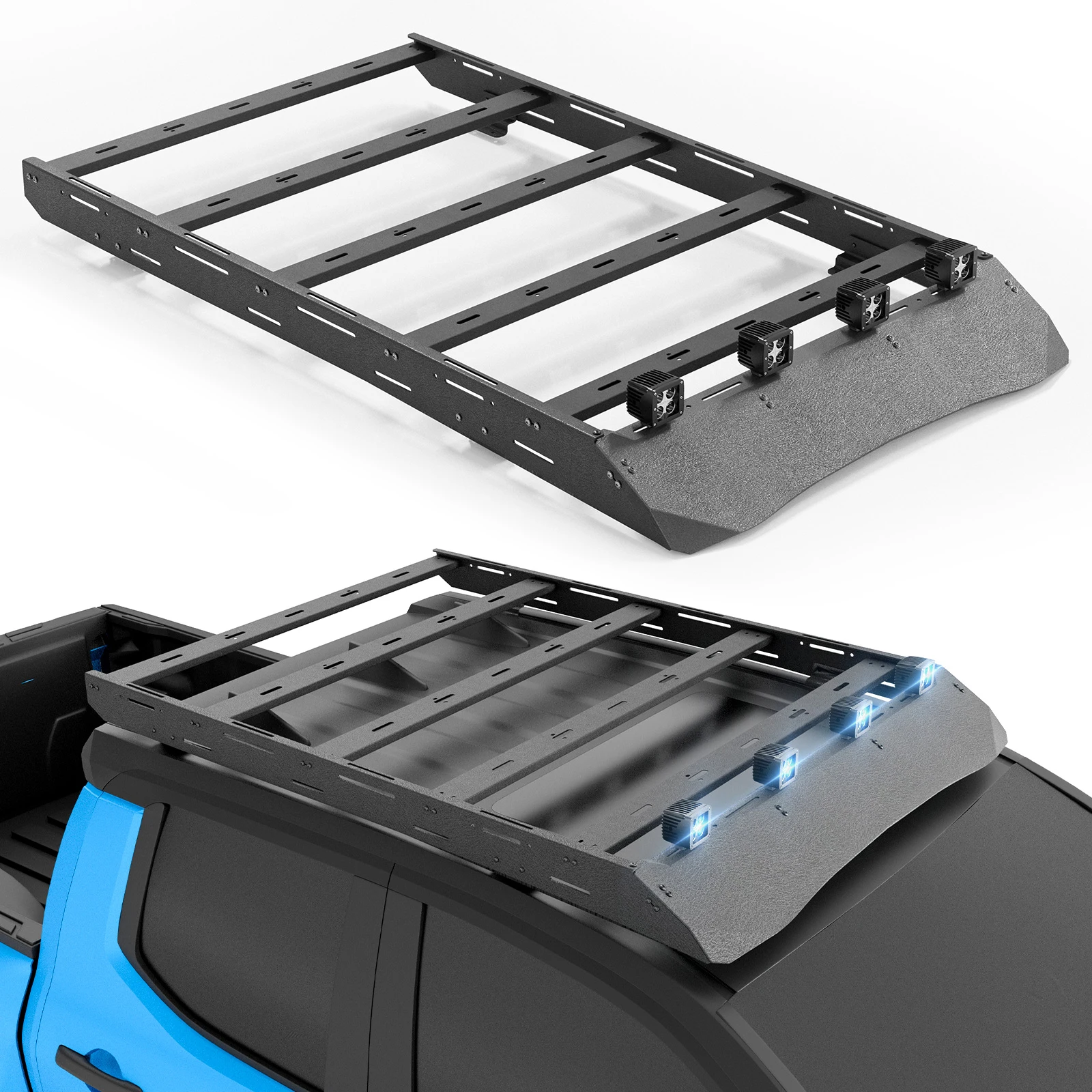 

Top Roof Rack Cargo Basket Carrier Truck Rooftop Luggage Storage Holder For 2024 2025 Tacoma Double/Crew Cab 4th Gen Off-Road