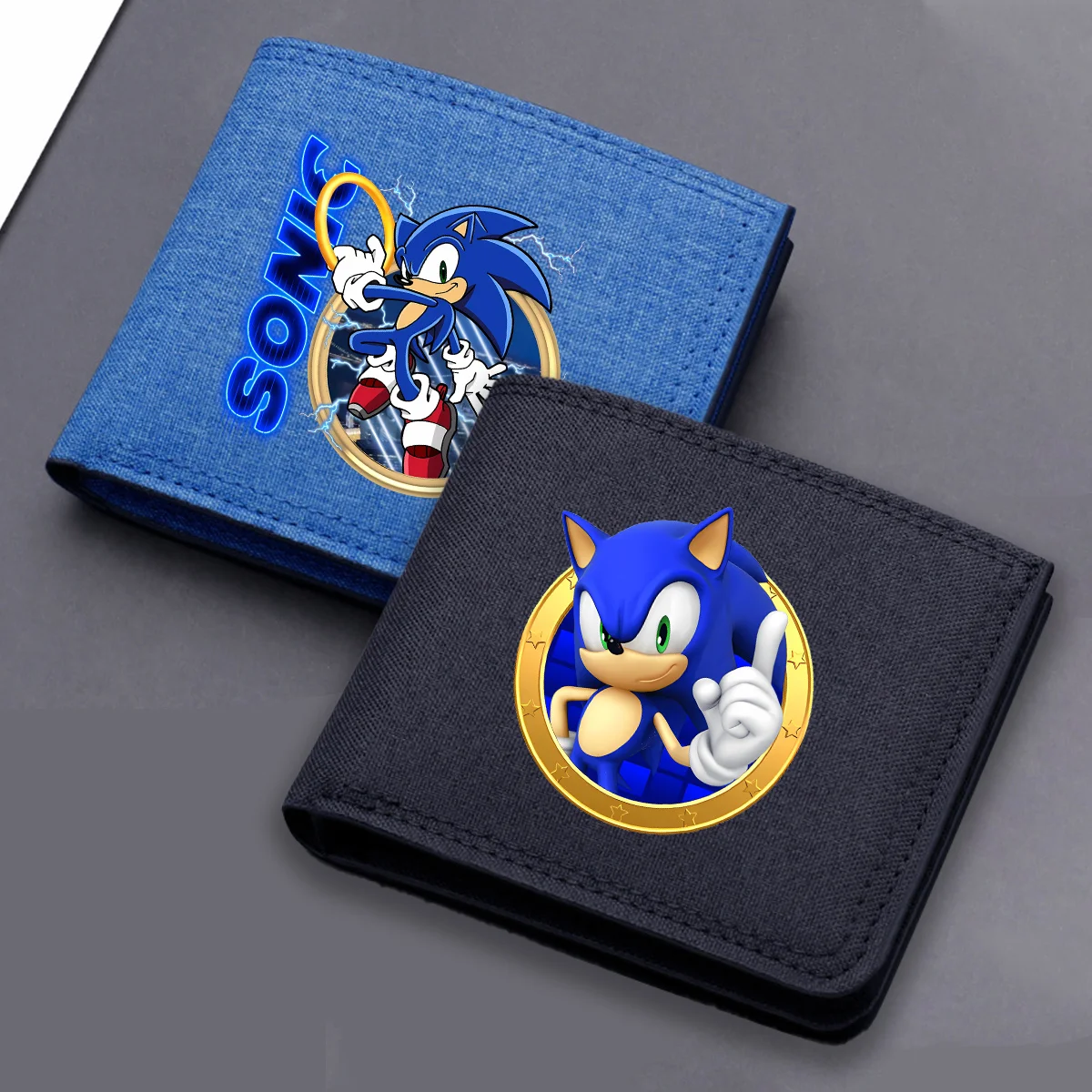 

Кошелек Sonics, складной кошелек для монет с мультяшным принтом, мужской модный крутой держатель для карт, портативный короткий кошелек для хранения, подарок на день рождения ребенка