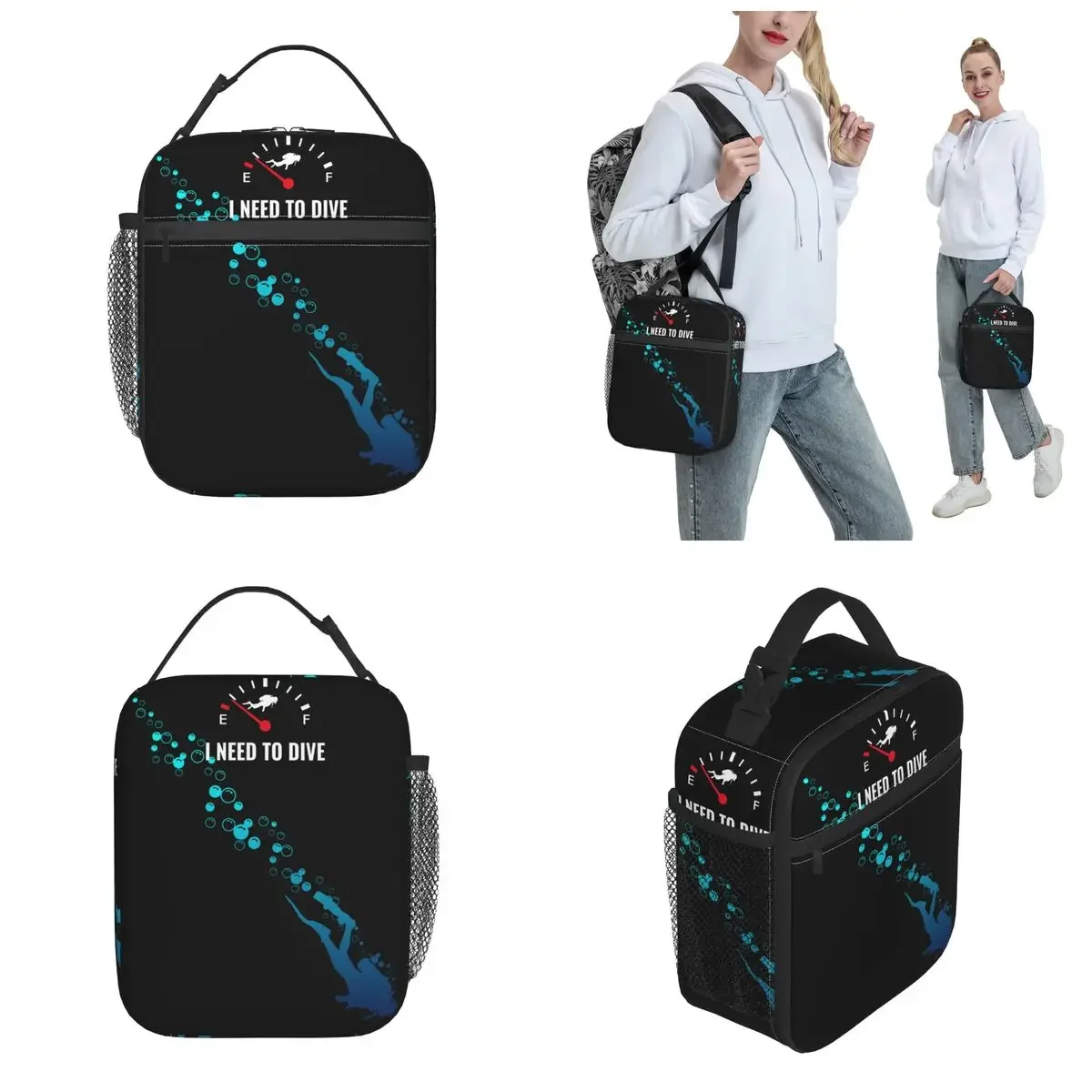 Scuba Diving Lover Thermal Insulated Lunch Bags School Portable Bento Box Thermal Cooler Food Box