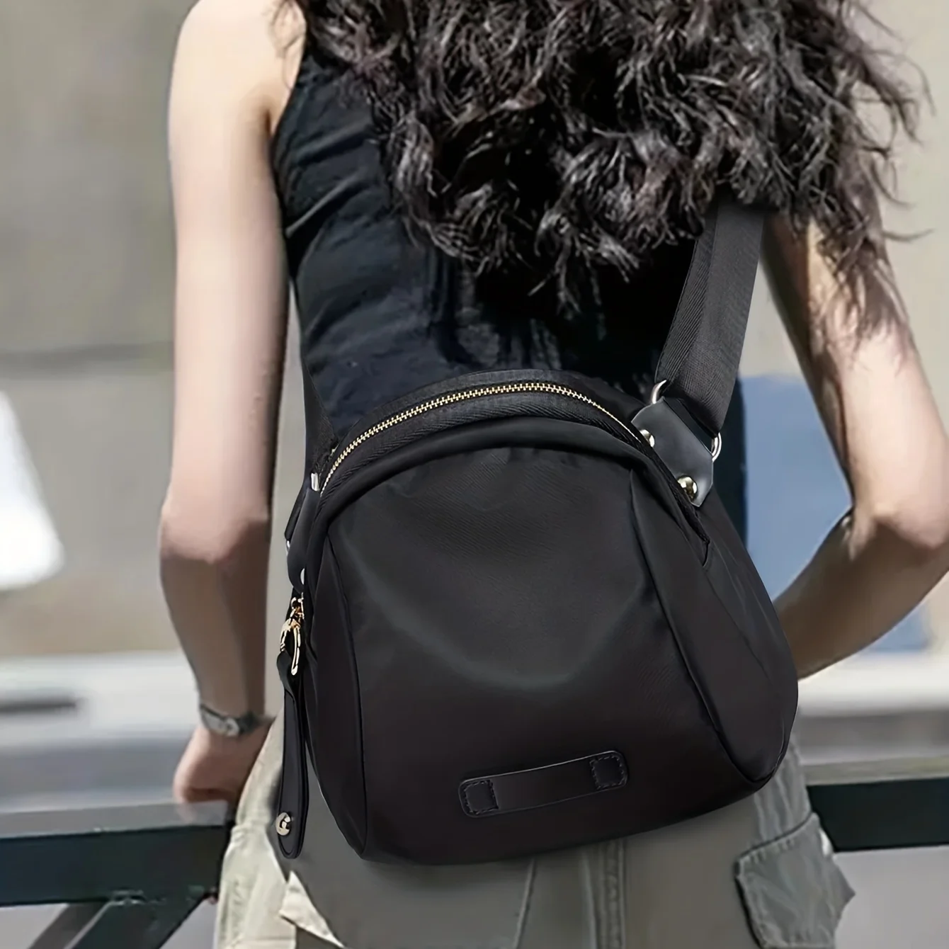 Black Nylon Crossbody Bag - Versatile & Durable for Sports & Outdoor - Stylish Everyday  Pack