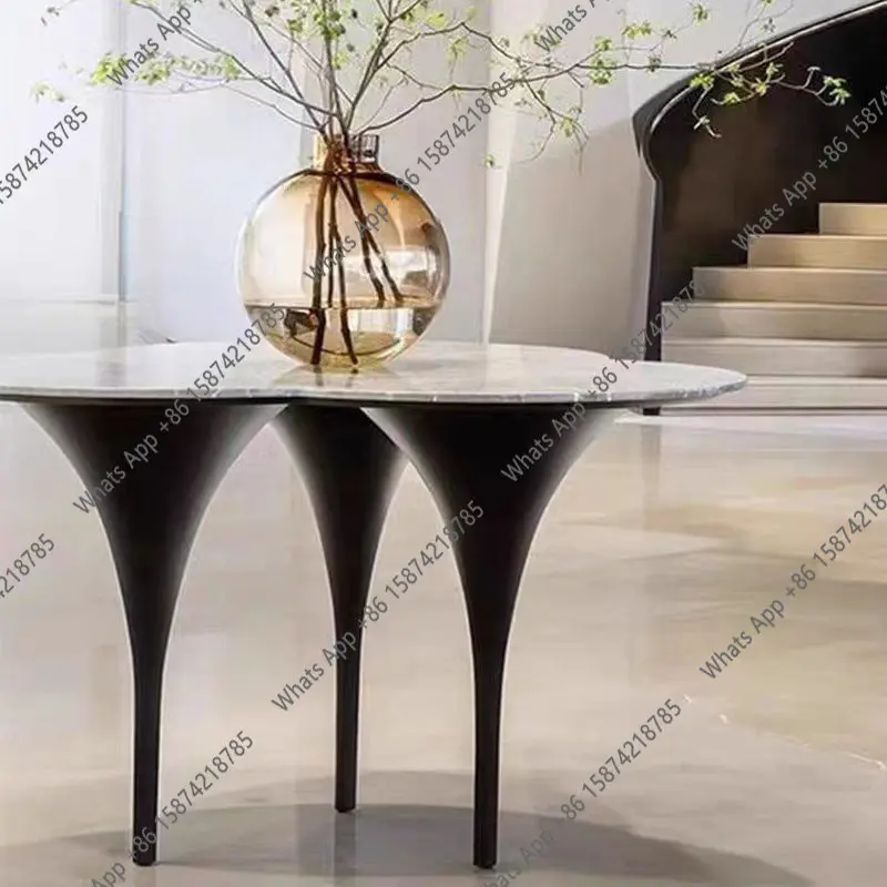 Designer new petal marble dining table hotel lobby flower several outdoor cafe casual tea table triangle table